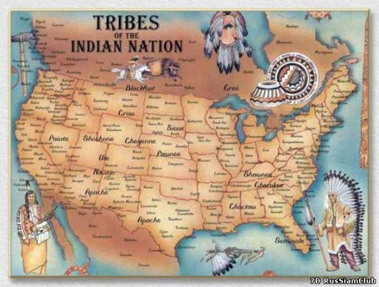 карта сша с индейскими племенами